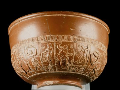 Bowl depicting Neptune, Jupiter and a satyr, from Inveresk, Midlothian by Samian Samian